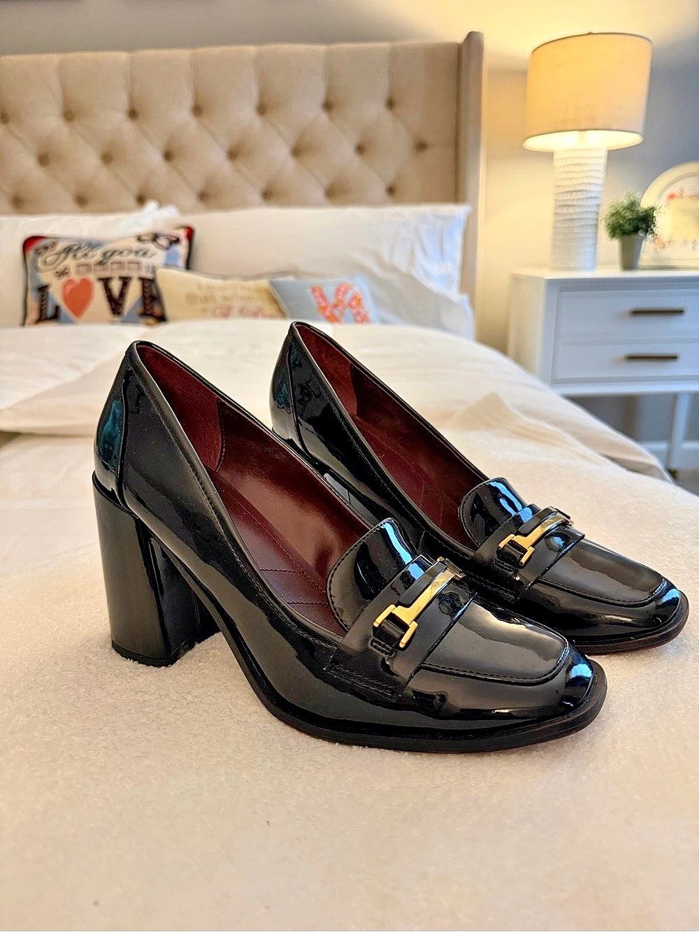 Franco Sarto Malva Pump Patent Block Heels Black